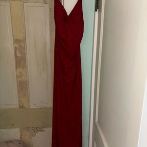 City Triangles Sparkling Red Backless Dress